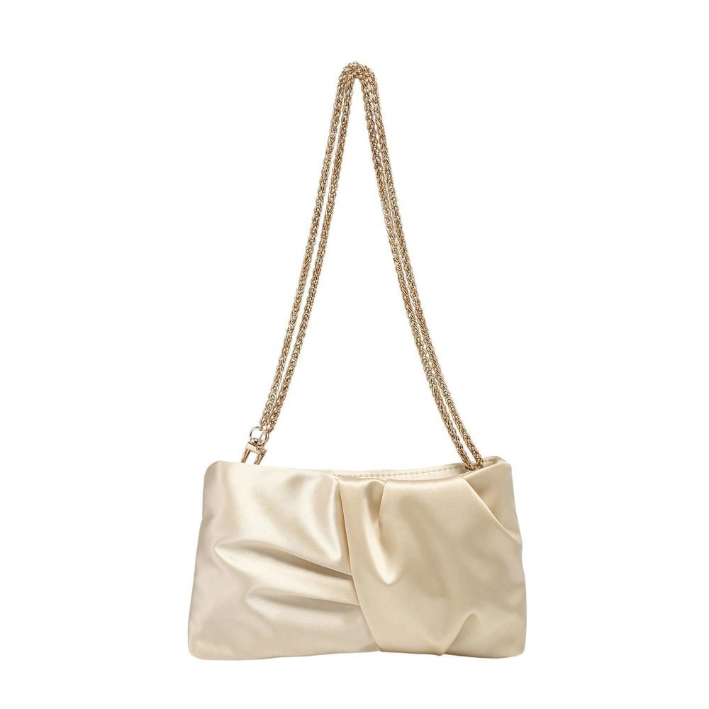 Oyoangle Satin Ruched Shoulder Bag for Party & Prom (Champagne)